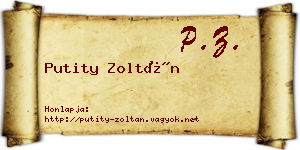 Putity Zoltán névjegykártya